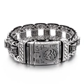 Pulsera de escamas de dragón trenzada en plata para hombre con cierre grabado estilo punk - Estilo Trenzado Mantra de Seis Palabras (KB145903-KJX)