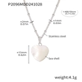 White heart sea shell pendant necklace in 18k gold plated stainless steel - Small / Steel Color (Small)