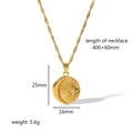 18K gold plated stainless steel sunburst moon necklace with zircon pendant and chain - Sunburst Round Style (TN3151)