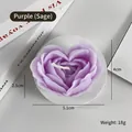 Sage scented purple heart flower candle with layered petals on marble base - Small/Purple (Sage)