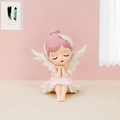 Statuetta di ballerina rosa con ali e tutu bianco per interni auto o decorazione scrivania - 6B Ragazza di balletto seduta con capelli rosa