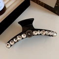 Elegant French black hair claw clip with sparkling rhinestones for sophisticated styling - 39# Claw Clip - Black