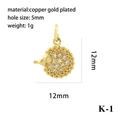 Macro view of gold-plated hedgehog pendant with cubic zirconia and dimension details - Little Hedgehog/K-1