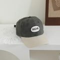Casquette baseball vintage enfant en gris foncé et beige avec broderie H.U.R chic - Lettre HUR / Gris Foncé & Blanc Riz