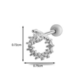Puce d'oreille cœur en acier argenté avec cristaux et détails de taille 0,72x0,75cm - Cœur Entouré de Diamants - Couleur Argent (5#)