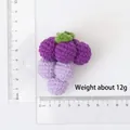 Handmade crochet grape keychain in purple yarn with green leaves, weight approx 12g - Combed Cotton Knitted Grapes