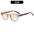 Retro small round sunglasses C16 with blue frame and orange gradient lenses - Transparent Blue Frame Mixed Legs Gradient Orange