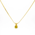 Close-up of gold-plated birthstone necklace with a vibrant round peridot green gemstone - Stainless Steel Rope Chain / November - Citrine
