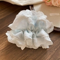 Chouchou en satin bleu clair avec bordure en dentelle blanche élégante - 37# Satin Bleu Clair Dentelle Blanche (HH3984)