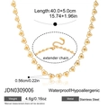 Dettaglio delle maglie a cuore cave placcate oro 18K e catena di estensione della collana - Stile Catena a Cuore (JDN0309006)