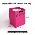 Barbie pink transparent window flower gift bag with black FLOWER text 25x25x35cm - Small Barbie Pink FLOWER 35*25*25