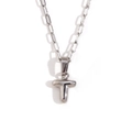 Silver paperclip chain necklace featuring a minimalist 3D bubble letter T pendant - Silver-T