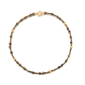 Collana di perline marroni con perle occhio di tigre dorate e chiusura a T dorata - Collana Occhio di Tigre con Chiusura OT (XL-847)