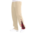 Pantaloni casual pesanti da uomo beige con patchwork scozzese rosso e bottoni decorativi - S / Cachi