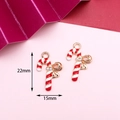 Christmas candy cane pendant in red and white enamel with gold bow and rhinestones - 3# Christmas Candy Cane