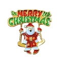 Merry Christmas Santa Claus brooch pin with red enamel finish and festive gold accents - Merry Christmas Santa