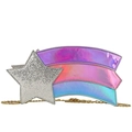Glitzernde silberne Sterntasche mit holografischem Regenbogenschwanz und Goldkette - Silber