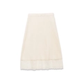 Elegant beige midi skirt featuring a beaded lace trim and knit texture in a flat lay view - S / Milky White