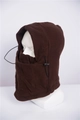 Deep brown fleece thermal balaclava with adjustable hood and face mask for winter sports - Coffee