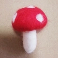 Handmade red and white wool felt mushroom ornament with spotted cap for Christmas decor - Single Mushroom Ornament