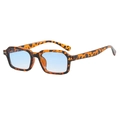 Vintage leopard square frame sunglasses with blue gradient lenses for a stylish retro look - Tortoiseshell Frame Gradual Blue Lens