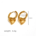 Elegante goldene Herz-Ohrringe aus Edelstahl mit einer Höhe von 2,4 cm für Damen - Goldenes Herzanhänger-Modell (EO312-A)