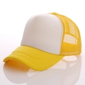 Classic yellow and white trucker hat with breathable mesh back and curved brim - Adjustable / Amber White