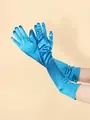 Elegant royal blue long satin gloves over elbow for women party and formal evening wear - One Size / Cyan Blue