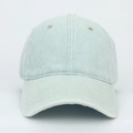 Vue détaillée des œillets respirants et du tissu en denim délavé de la casquette de baseball - Réglable / Bleu clair