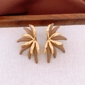 18k gold plated leaf stud earrings with abstract brown petals and matte finish - Gold Brown Abstract Leaf Style (79#)