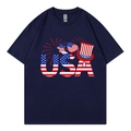 Dunkelblaues Übergroßes T-Shirt mit USA-Buchstaben und patriotischen Flaggenmotiven - XS / Marineblau