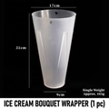 Translucent frosted ice cream cone flower packaging tool with 17x31x9 cm dimensions - Ice Cream Style