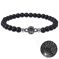 Detail of beaded projection bracelet showing 100 languages I Love You inside the lens - Round-Matte Stone