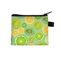 Light green fruit pattern coin purse with lime and orange prints and black zipper - Mixed Fruit Slices