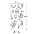 Sketch style temporary tattoo sheet with black and white floral and butterfly designs - BK-113 / 96*190mm