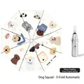 Three-fold automatic UV umbrella featuring white fabric with cute cartoon dog illustrations - Automatic 3-Fold Dog Squad - Silver Coating