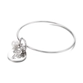Bracciale rigido in acciaio argento con ciondolo fiore di garofano e perla bianca - Agosto Girasole-Argento (KB158025-Z)