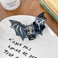 Molla per capelli a pipistrello gotico con trama marmorizzata grigio nero - 8.5cm / Inchiostro