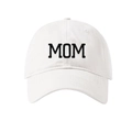 White washed cotton baseball cap featuring bold black MOM 3D embroidery on the front - Adjustable / White-MOM Embroidery (11)