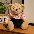 Plüsch-Teddybär in rosa gestreiftem Hemd und schwarzem Rock, 25cm braunes lockiges Fell - Rosa gestreifter Anzug - Weiblich