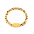 Minimalist 18K gold plated stainless steel Cuban link bracelet with flat oval clasp - Smooth Oval Metal Buckle Thick Chain Bracelet