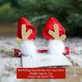 Weihnachtliche Rentiergeweih-Haarspangen mit roten Schleifen und weißen Pompons - Rotkäppchen Geweih Haarspange
