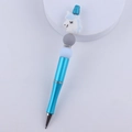 Detailed view of a blue DIY beaded ballpoint pen with a cute unicorn silicone topper - Blue Unicorn