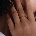 Minimalist gold titanium steel ring featuring an oval moonlight stone for women - US 6 / Gold Champagne Glass