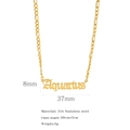 Golden Aquarius zodiac necklace in 316 stainless steel with 37mm x 8mm bar pendant - Aquarius / Gold