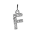 Silver micro-pave zircon letter F pendant with 18k gold plating for DIY jewelry making - Steel-F