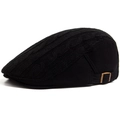 Schwarze Strick-Schiebermütze für Herren und Damen mit verstellbarer Metallschnalle für Winter - Einstellbar (54-60cm) / Schwarz