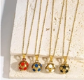 Golden stainless steel soccer pendant necklaces in four vibrant enamel colors for men - Style 1 / Custom Color