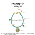 Gedetailleerde afmetingen van turquoise kralenarmband met roestvrijstalen bloemenhanger - Turkoois Holle Ovale Hanger Armband (KB185213-FA)