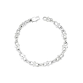 Detailed view of silver stainless steel bow knot chain bracelet with unique link shapes - Bracelet / Silver